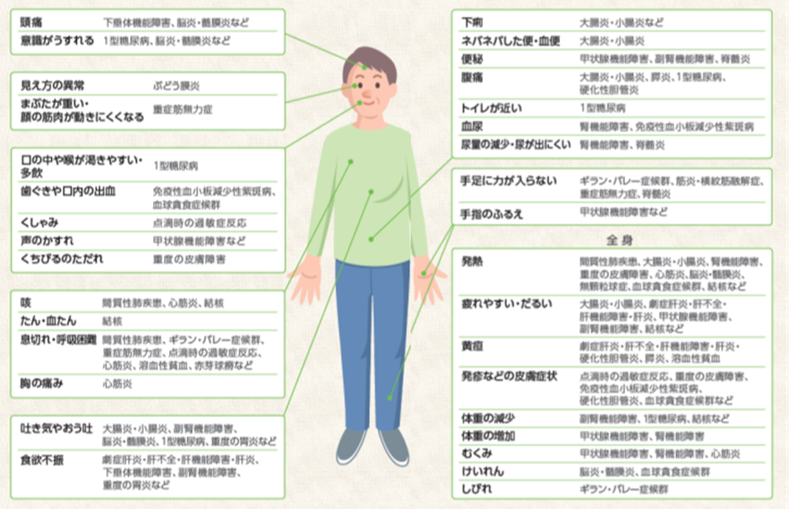 身体部位ごとの症状画像